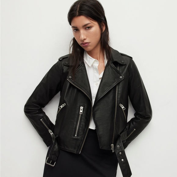 All Saints Balfern Black Leather Jacket size 00 - Picture 1 of 12